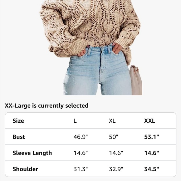 Tan Fall Knitted Pullover Sweater size 2XL NWT - Picture 4 of 5